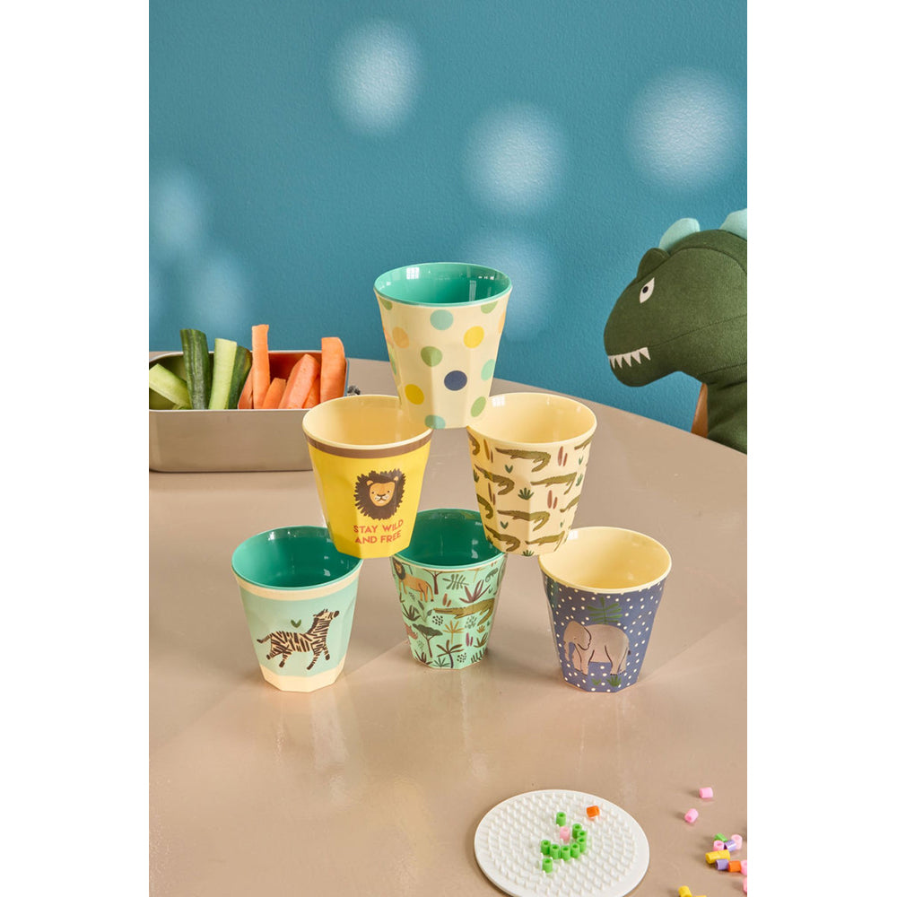 rice-dk-melamine-kids-cups-with-asst-jungle-prints-small-6-pack-160-ml