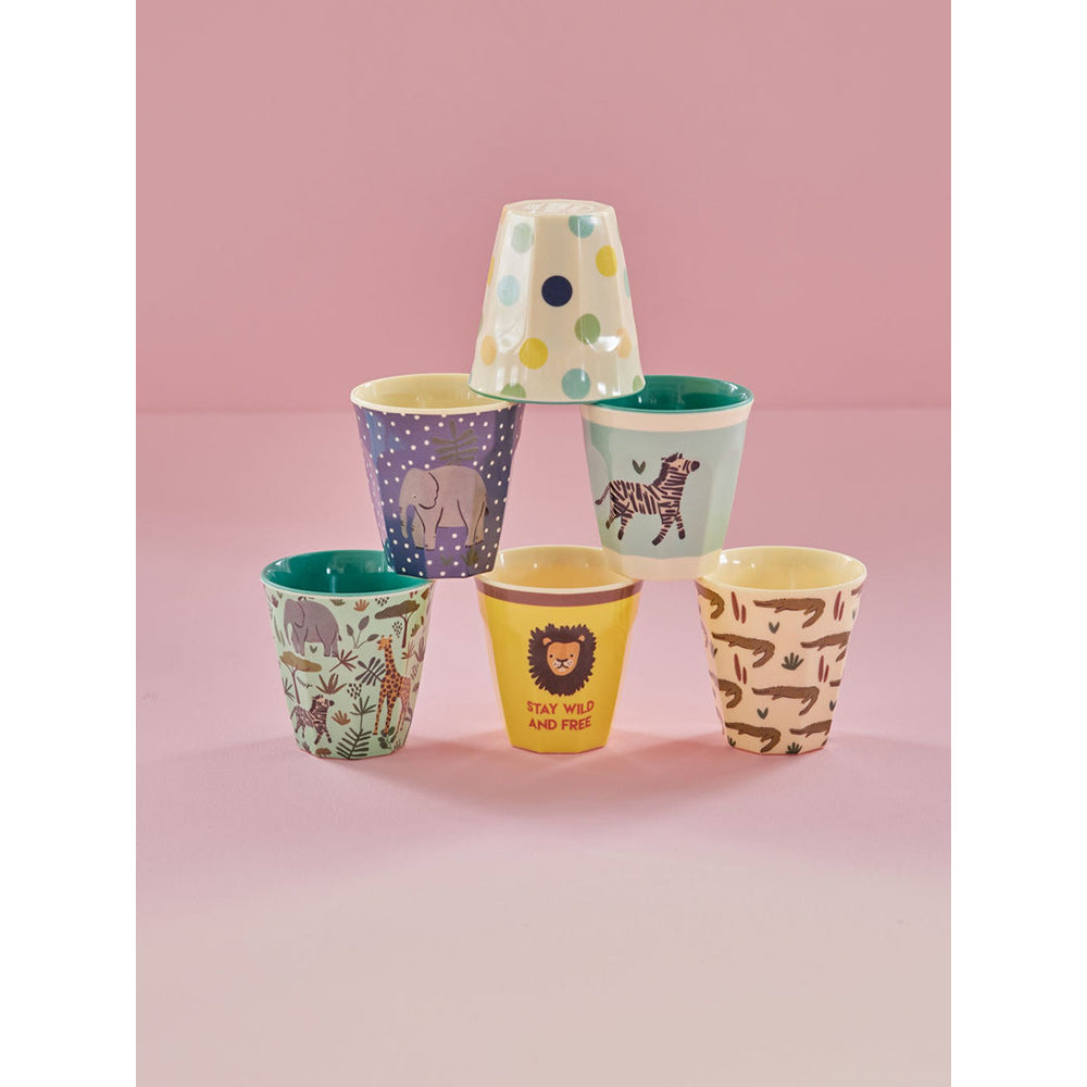 rice-dk-melamine-kids-cups-with-asst-jungle-prints-small-6-pack-160-ml