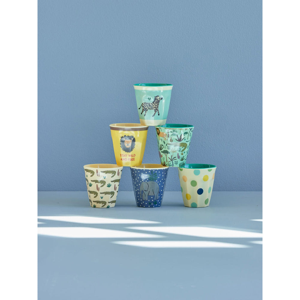 rice-dk-melamine-kids-cups-with-asst-jungle-prints-small-6-pack-160-ml