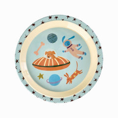 rice-dk-melamine-kids-lunch-plate-with-dogs-in-space-print-kitchen-rice-kilpl-dspa-01