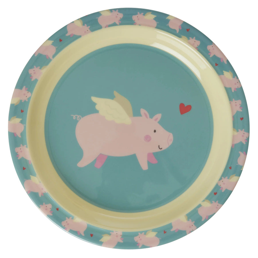 rice-dk-melamine-kids-lunch-plate-with-flying-pig-print-rice-kilpl-flyp