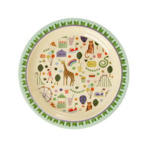 Rice DK Melamine Kids Lunch Plate with Mint Fun Fair Print