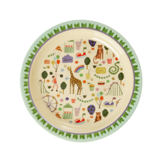 Rice DK Melamine Kids Lunch Plate with Mint Fun Fair Print