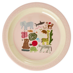 rice-dk-melamine-kids-lunch-plate-with-wildlife-print-pink-rice-kilpl-wilii