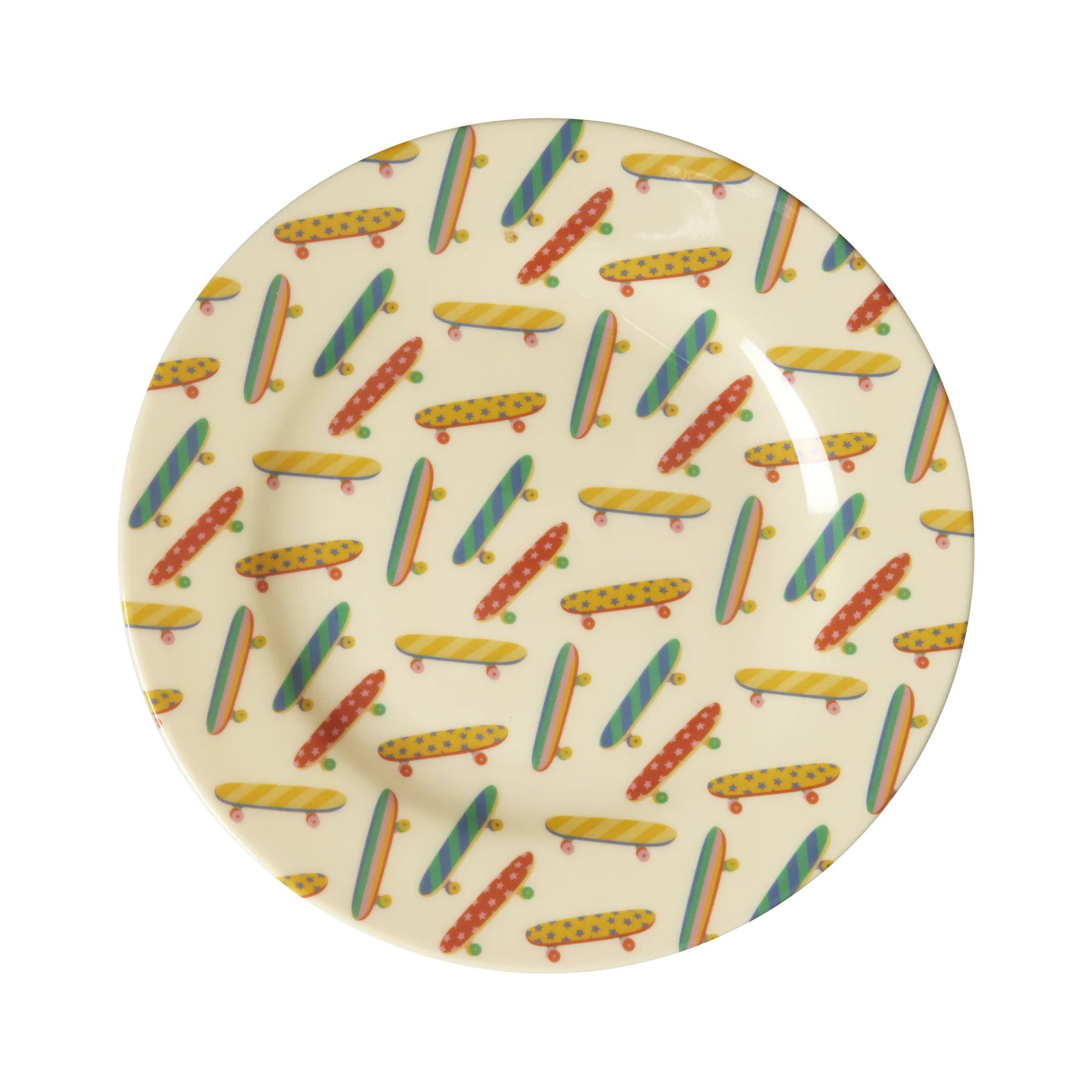 rice-dk-melamine-kids-side-plate-with-skateboard-print-rice-mespl-skate