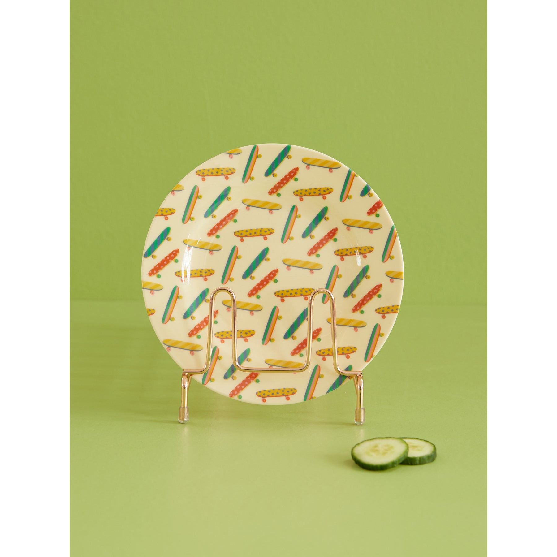 rice-dk-melamine-kids-side-plate-with-skateboard-print-rice-mespl-skate