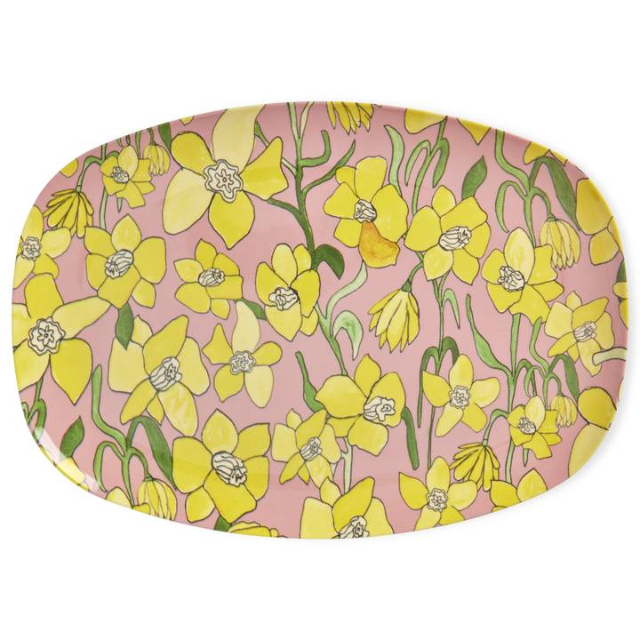 rice-dk-melamine-rectangular-plate-with-daffodils-print-rice-melpl-daff