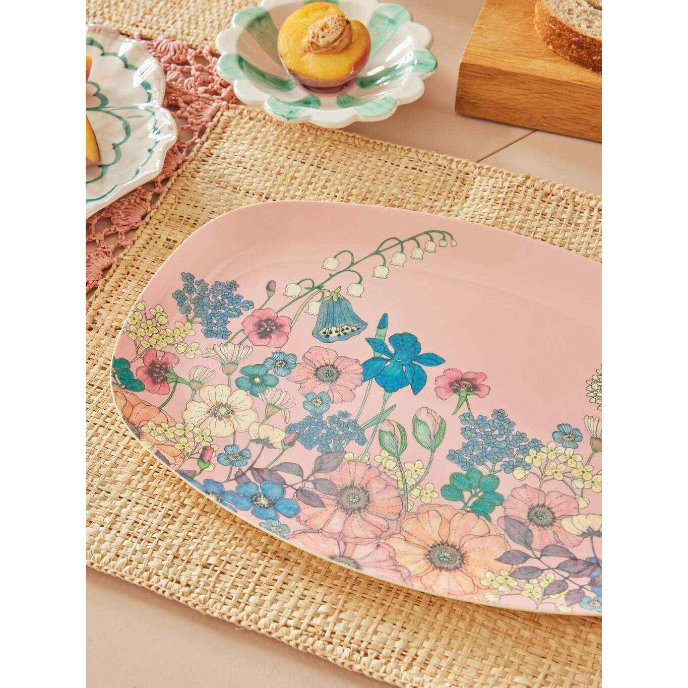 rice-dk-melamine-rectangular-plate-with-flower-collage-print-soft-pink-rice-melpl-flcosi