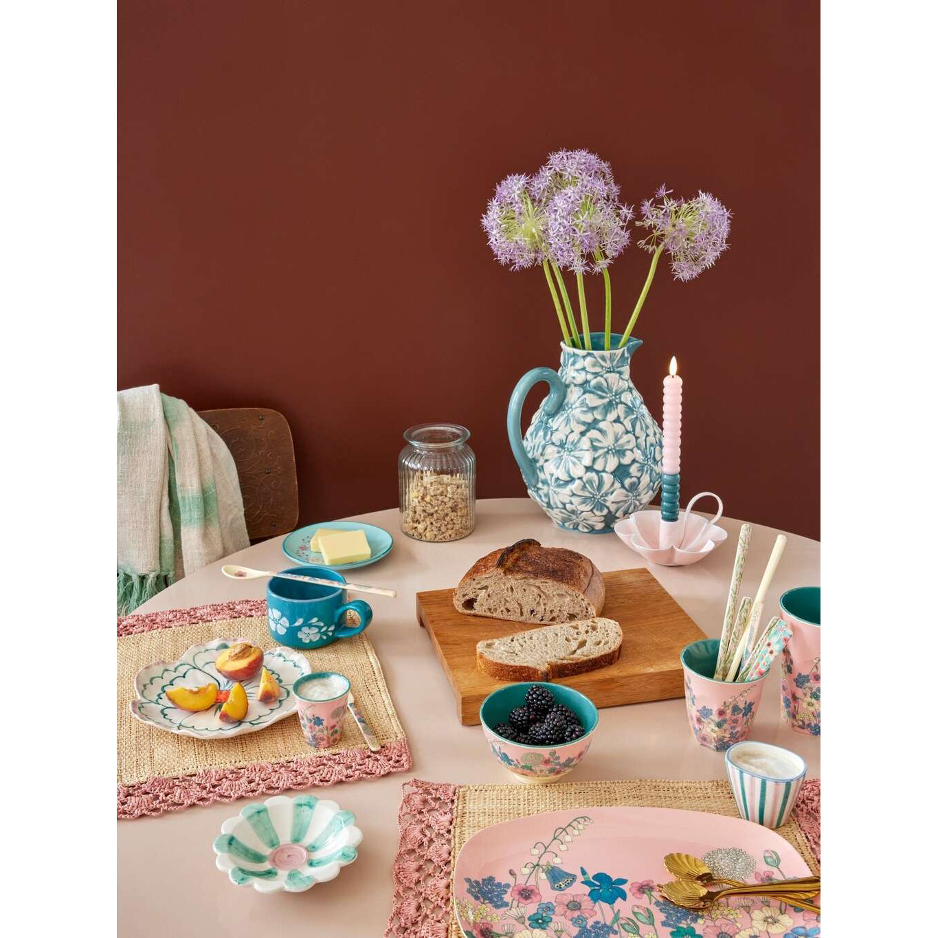 rice-dk-melamine-rectangular-plate-with-flower-collage-print-soft-pink-rice-melpl-flcosi