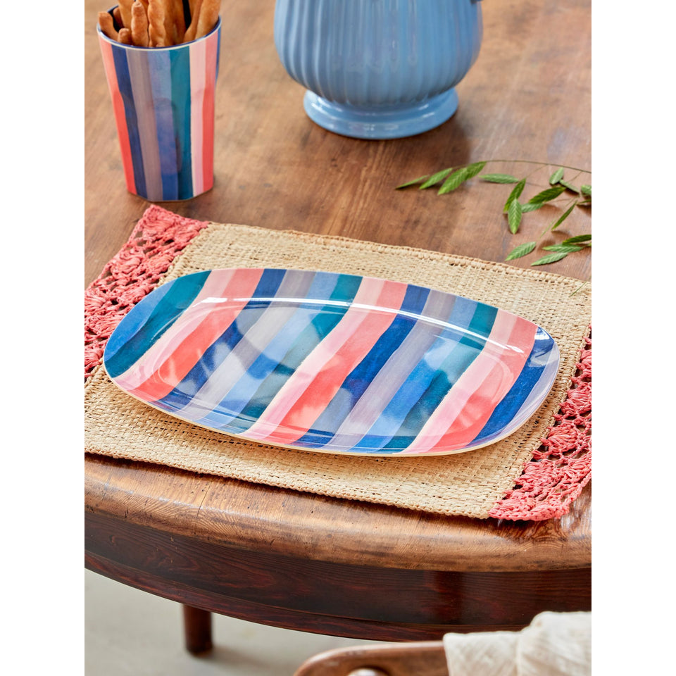 rice-dk-melamine-rectangular-plate-with-n-y-stripe-print-rice-melpl-ny