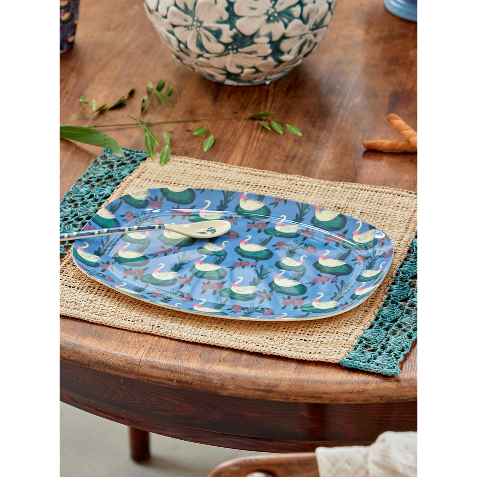 rice-dk-melamine-rectangular-plate-with-swan-lake-print-rice-melpl-swla