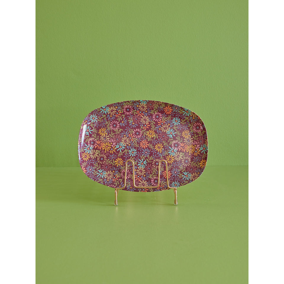 rice-dk-melamine-rectangular-plate-with-wild-vintage-flower-print-rice-melpl-wflo