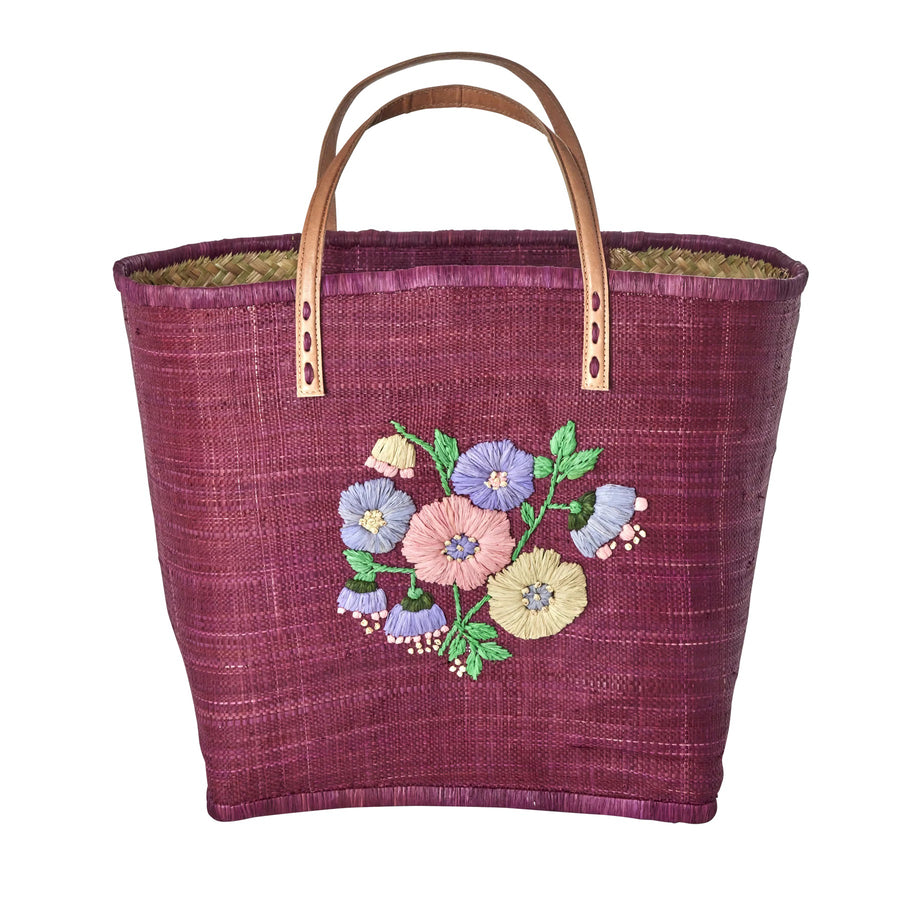 rice-dk-raffia-bag-with-heavy-flower-embr-in-soft-plum-leather-handles-large-rice-bglea-flospl