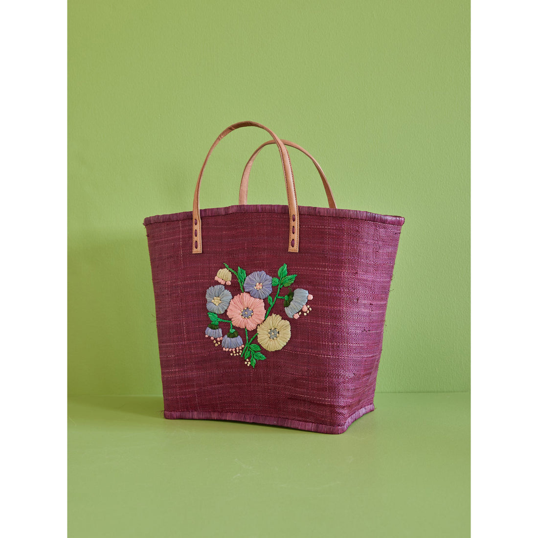 rice-dk-raffia-bag-with-heavy-flower-embr-in-soft-plum-leather-handles-large-rice-bglea-flospl