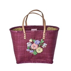 rice-dk-raffia-bag-with-heavy-flower-embr-in-soft-plum-leather-handles-medium-rice-bglea-flospm