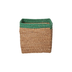 rice-dk-raffia-basket-without-handles-in-tea-with-green-border-rice-bsrat-20teag