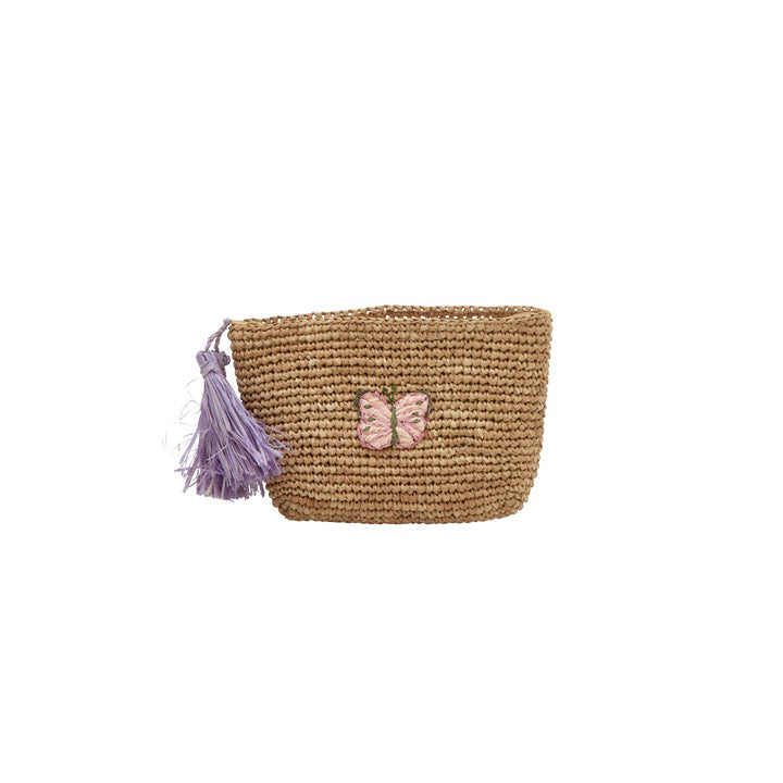 rice-dk-raffia-clutch-with-butterfly-application-lavender-pom-poms-in-tea-rice-bgclu-buttea