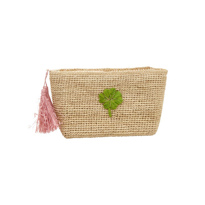 rice-dk-raffia-clutch-with-clover-application-rose-pom-poms-in-tea-rice-bgclu-clovertea