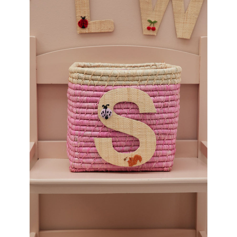 Rice DK Raffia Sticker Letter in Nature with Ladybug and Squirrel Embr ...