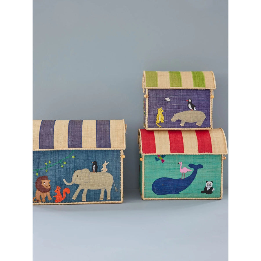 Rice DK Raffia Toy Baskets with Animal Theme – Petit Bazaar