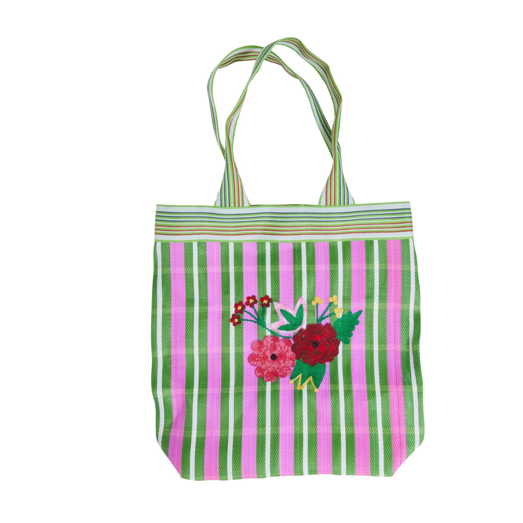 rice-dk-recycled-plastic-shopping-bag-with-embroidered-flower-stripes-rice-bgpla-embr