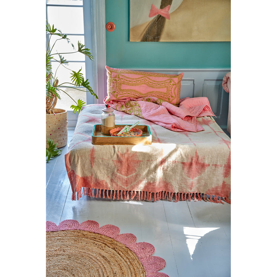 Rice DK Round Jute Rug with Pink Edge – Petit Bazaar