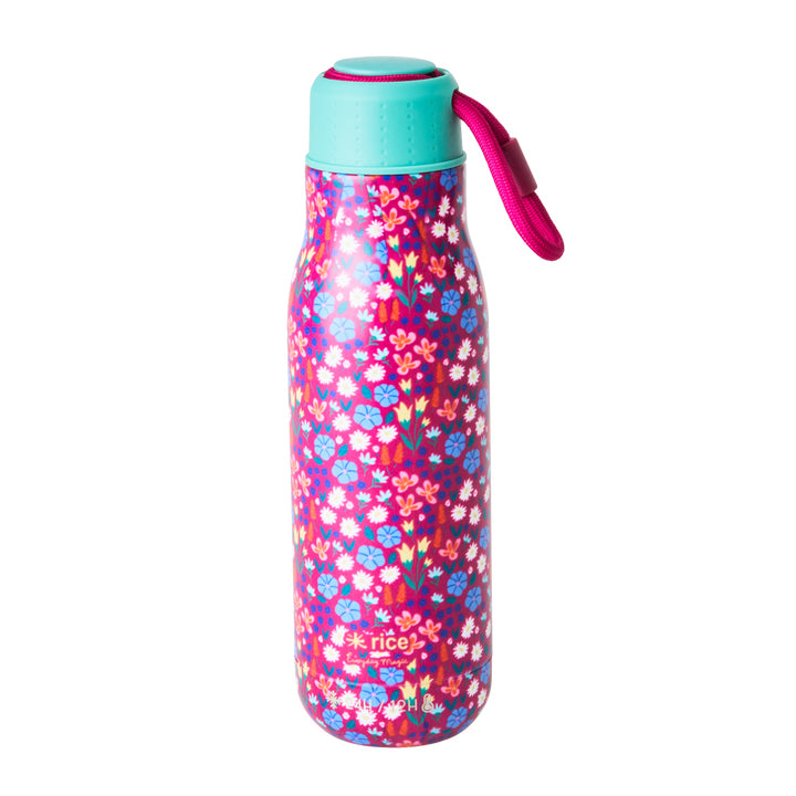 rice-dk-stainless-steel-drinking-bottle-with-poppy-print-12h-hot-24h cold-500-ml-rice-stbot-popp