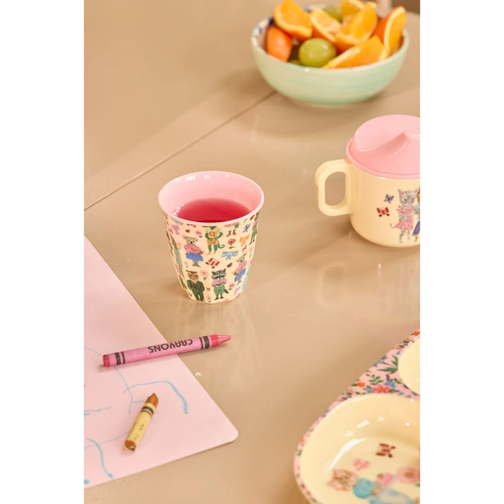 rice-melamine-kids-cup-with-nathalie-lété-print-pink-small-160ml-rice-kicup-nati