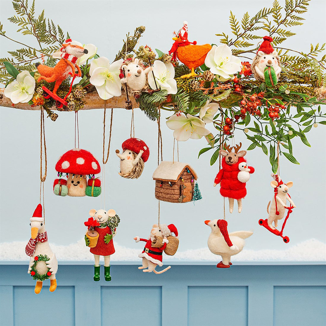 rjb-stone-goose-with-wreath-felt-hanging-decoration-rjbs-hobxm171