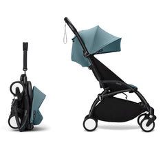 Stokke YOYO³ 6+ Baby Stroller Set - Black Frame with Aqua 6+ Color Pack