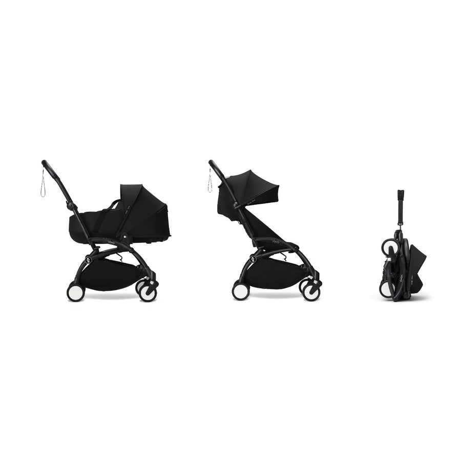 Stokke YOYO³ Newborn Shell 6+ Complete Baby Stroller Set - Black Frame with Black Newborn Shell & 6+ Color Pack