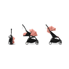 Stokke YOYO³ 0+ 6+ Complete Baby Stroller Set - Black Frame with Ginger 0+ Newborn Pack & 6+ Color Pack