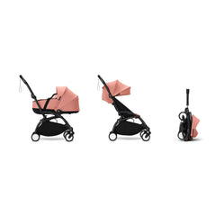 Stokke YOYO³ Newborn Shell 6+ Complete Baby Stroller Set - Black Frame with Ginger Newborn Shell & 6+ Color Pack (Pre-Order; Est. Delivery in 4-6 Weeks)