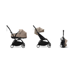 Stokke YOYO³ Newborn Shell 6+ Complete Baby Stroller Set - Black Frame with Taupe Newborn Shell & 6+ Color Pack