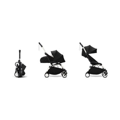 Stokke YOYO³ 0+ 6+ Complete Baby Stroller Set - White Frame with Black 0+ Newborn Pack & 6+ Color Pack