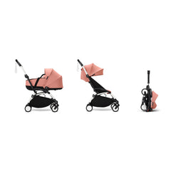 Stokke YOYO³ Newborn Shell 6+ Complete Baby Stroller Set - White Frame with Ginger Newborn Shell & 6+ Color Pack (Pre-Order; Est. Delivery in 4-6 Weeks)