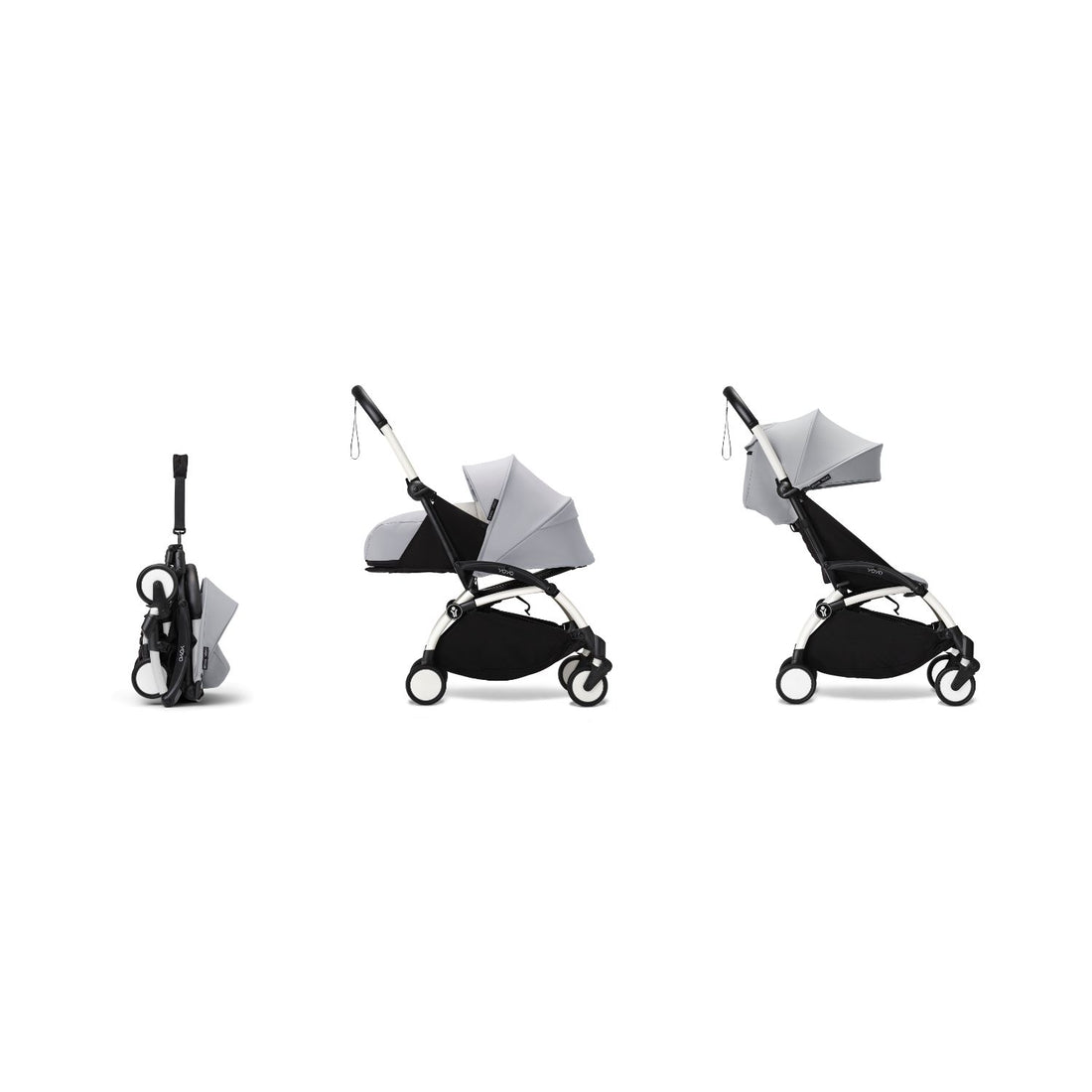 Stokke YOYO³ 0+ 6+ Complete Baby Stroller Set - White Frame with Stone 0+ Newborn Pack & 6+ Color Pack (Pre-Order; Est. Delivery in 4-6 Weeks)