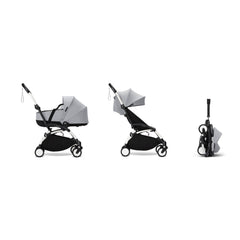 Stokke YOYO³ Newborn Shell 6+ Complete Baby Stroller Set - White Frame with Stone Newborn Shell & 6+ Color Pack (Pre-Order; Est. Delivery in 4-6 Weeks)