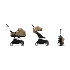 Stokke YOYO³ Newborn Shell 6+ Complete Baby Stroller Set - White Frame with Toffee Newborn Shell & 6+ Color Pack (Pre-Order; Est. Delivery in 4-6 Weeks)