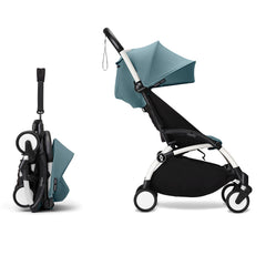 Stokke YOYO³ 6+ Baby Stroller Set - White Frame with Aqua 6+ Color Pack
