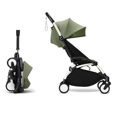 Stokke YOYO³ 6+ Baby Stroller Set - White Frame with Olive 6+ Color Pack