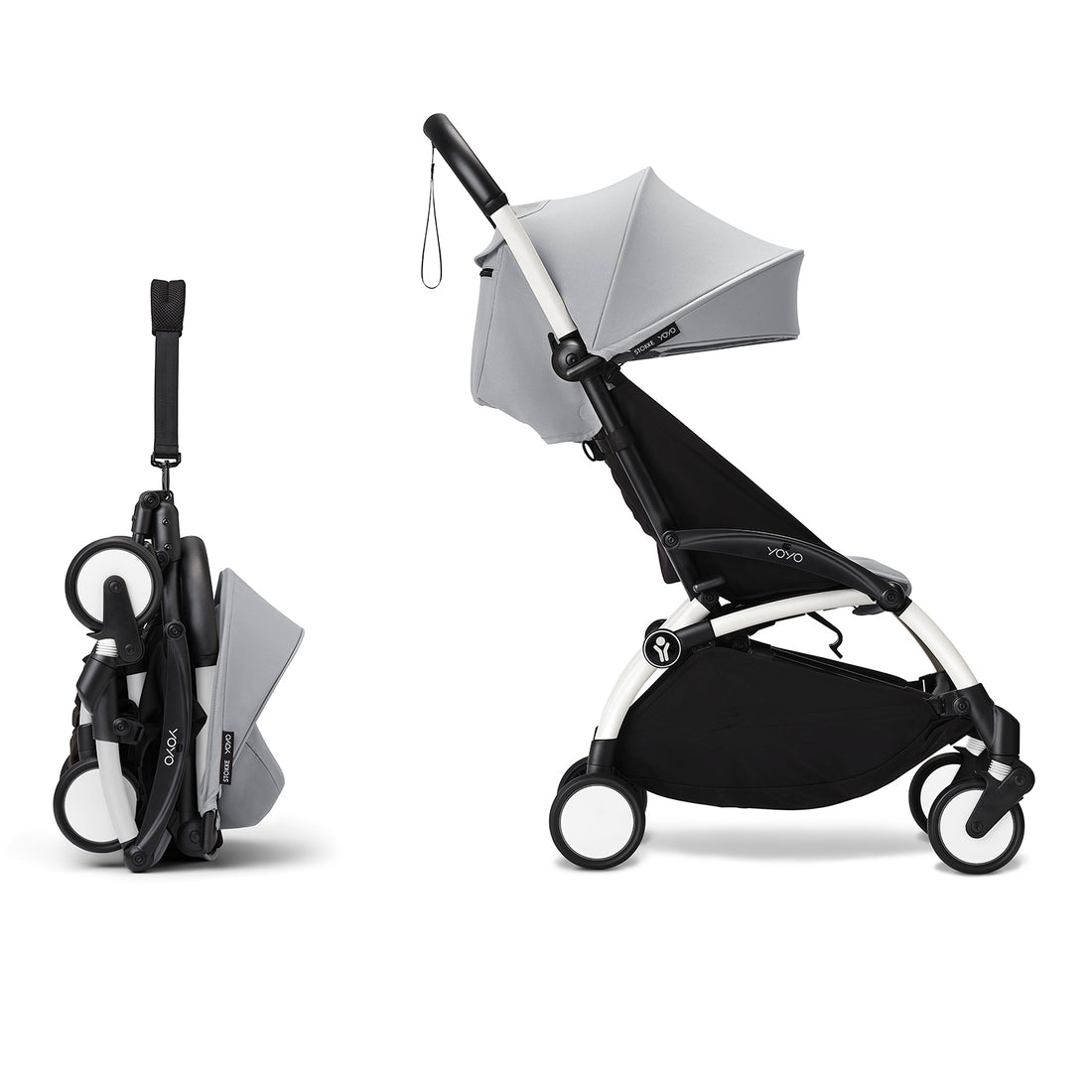 Stokke YOYO³ 6+ Baby Stroller Set - White Frame with Stone 6+ Color Pack