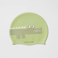 sunnylife-kids-swimming-cap-cookie-the-croc-light-khaki-sunl-s41sccrc