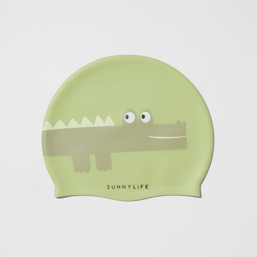 sunnylife-kids-swimming-cap-cookie-the-croc-light-khaki-sunl-s41sccrc