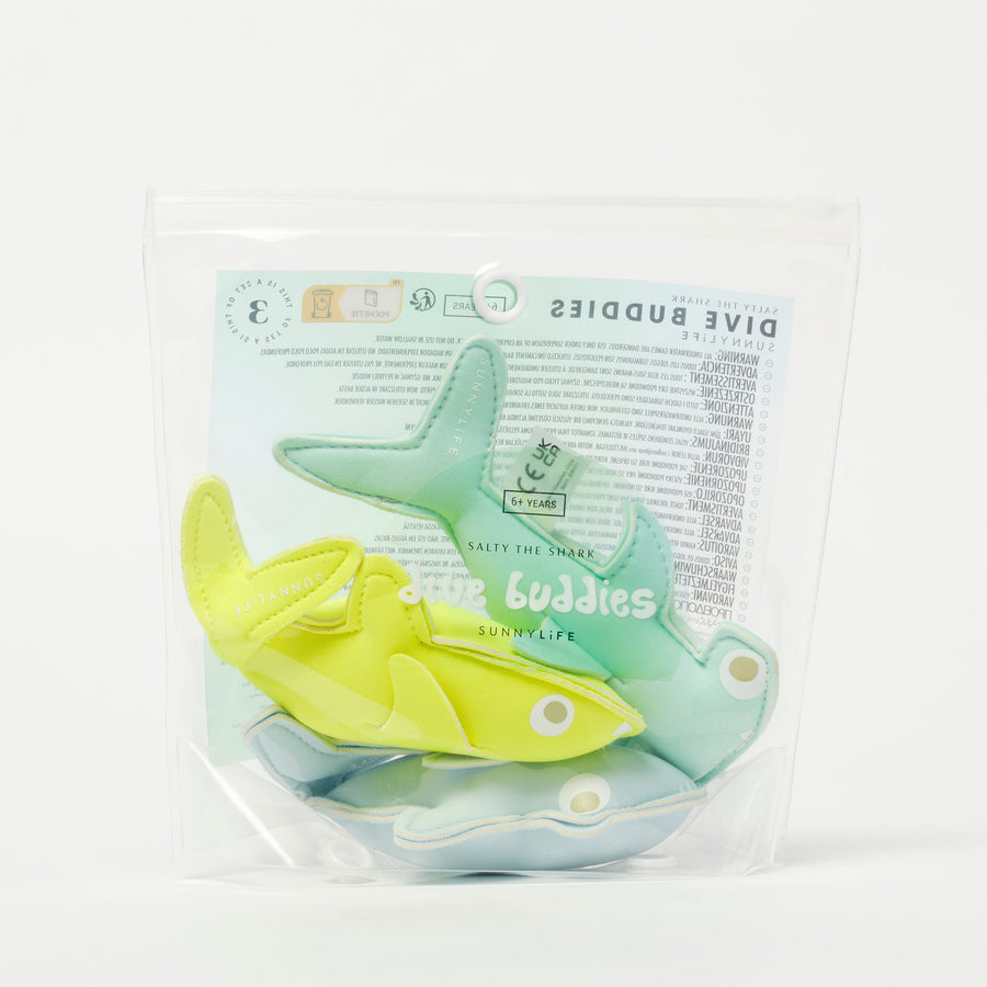 sunnylife-salty-the-shark-dive-buddies-aqua-neon-yellow-set-of-3-sunl-scdivaqu