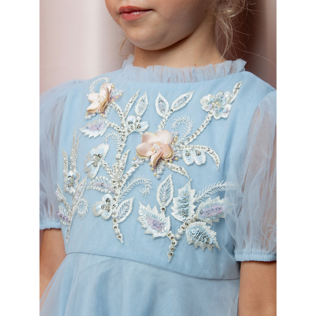 blue midi a line dress Handmade Girls Twirly Dress in Navy Orchid main image 0