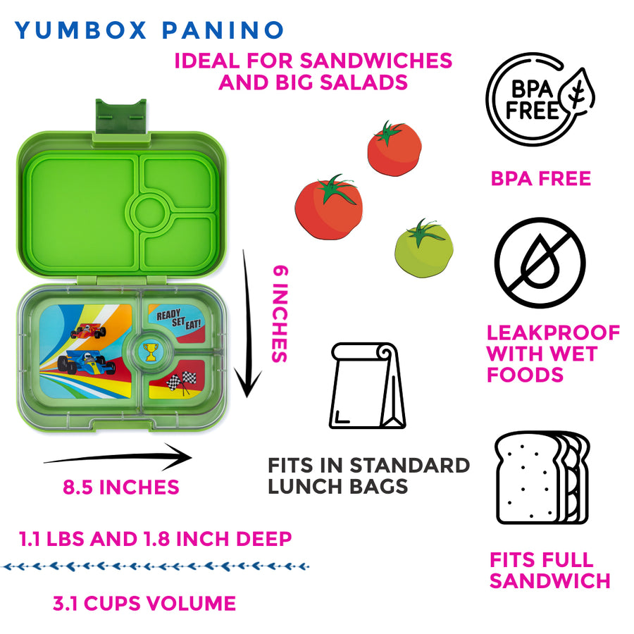 yumbox-panino-4-compartment-matcha-green-race-cars-yumb-mgii202303c