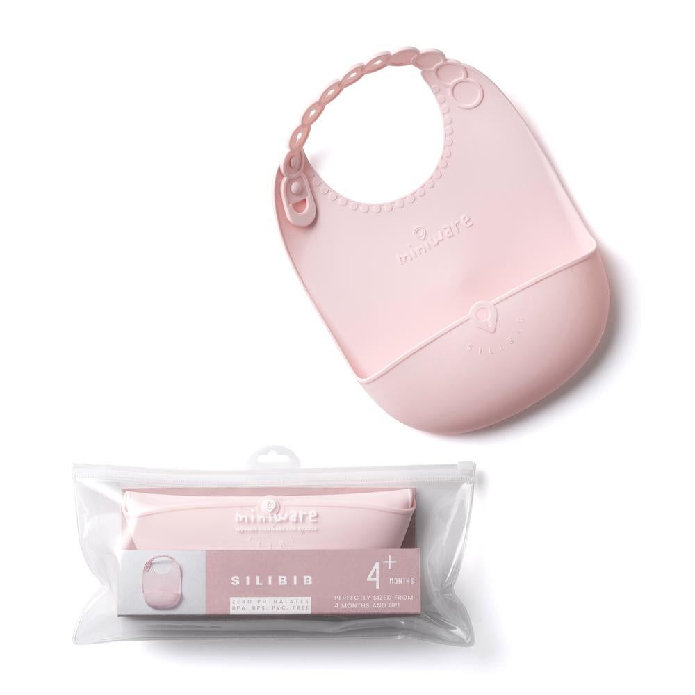Miniware Roll & Lock Bib - Silicone Bib in Cotton Candy