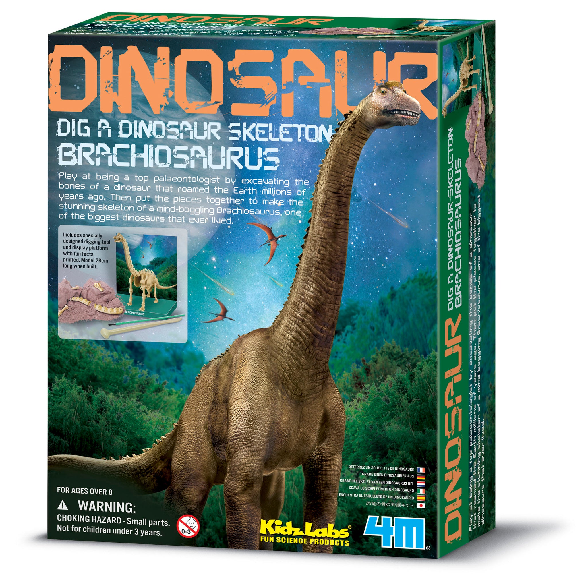 Kit Scavo Paleontologico 4M Kidz Labs | Brachiosaurus | Gioco Scientifico Per Bambini 7+ | Scava E Ricostruisci Lo Scheletro