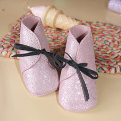 Barnabe Infant Leather Bootees - Rose Pale